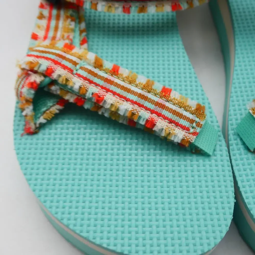 NEW Teva Girl's  Kids 1  Midform Fray Sandals  Frazier Cascade Green Blue